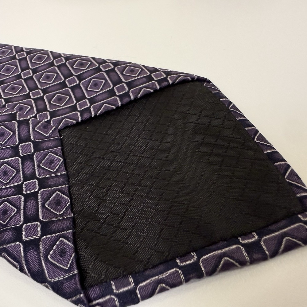 Lot Of 2 Bachrach Silk Necktie Purple Blue 60"x3.5" Geometric Classic Simple - Picture 3 of 14